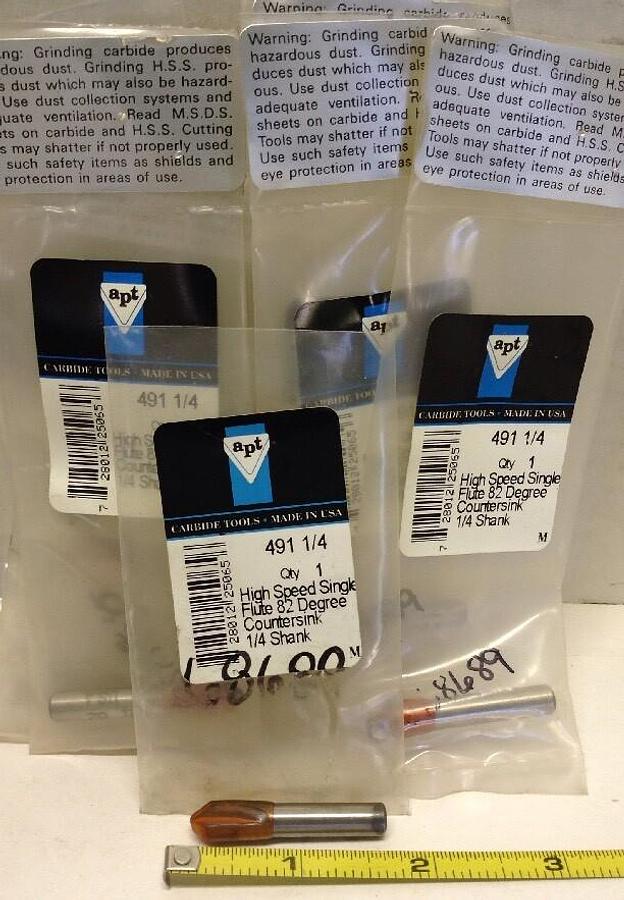 APT,491 1/4,High Speed Single Flute 82 Degree Countersink 1/4 Shank LOT OF 9
