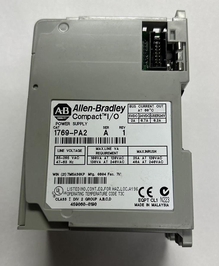 Used ALLEN BRADLEY,1769-PA2,SER A REV 1 POWER SUPPLY