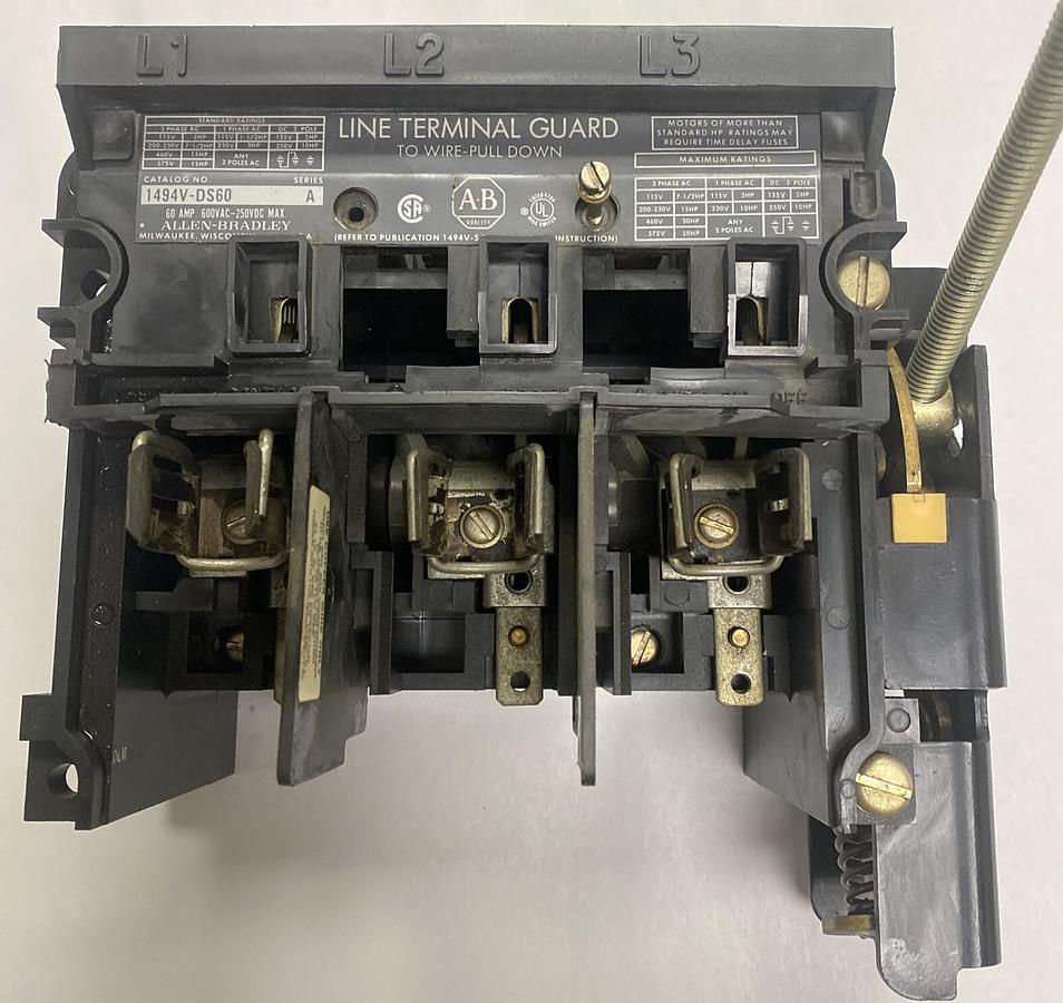 Used ALLEN BRADLEY,1494V-DS60,DISCONNECT SWITCH W/ HANDLE