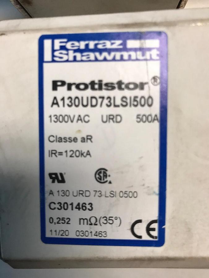 Ferraz Shawmut,A130UD73LS1500,Protistor Fuse 1300V 500Amp lot of 2