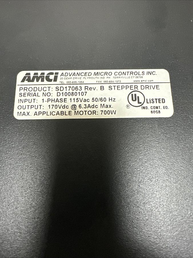 Used AMCI,17063,Stepper Drive 115VAC 50/60Hz 1 Phase