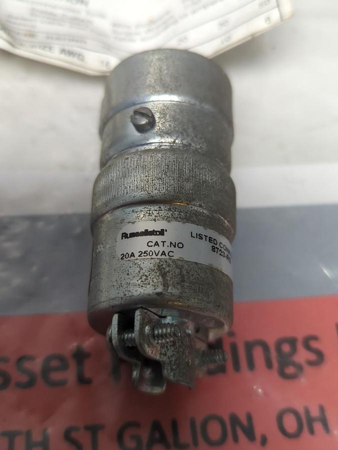 T&B RUSSELLSTOLL,8723-RS,CONNECTOR 20A 250VAC 2W3P MIDGET EVER-LOC NOS