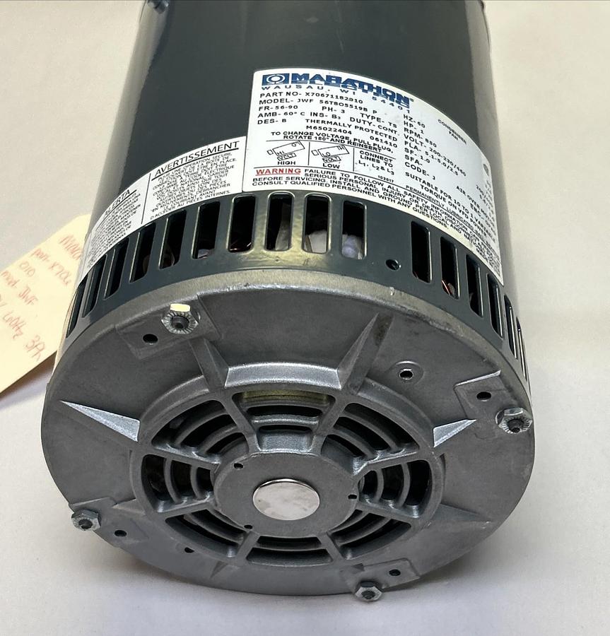 Used MARTATHON,X70671182010,CONDENSER FAN MOTOR 1HP 850RPM 200-230/460V 56-90 FRAME