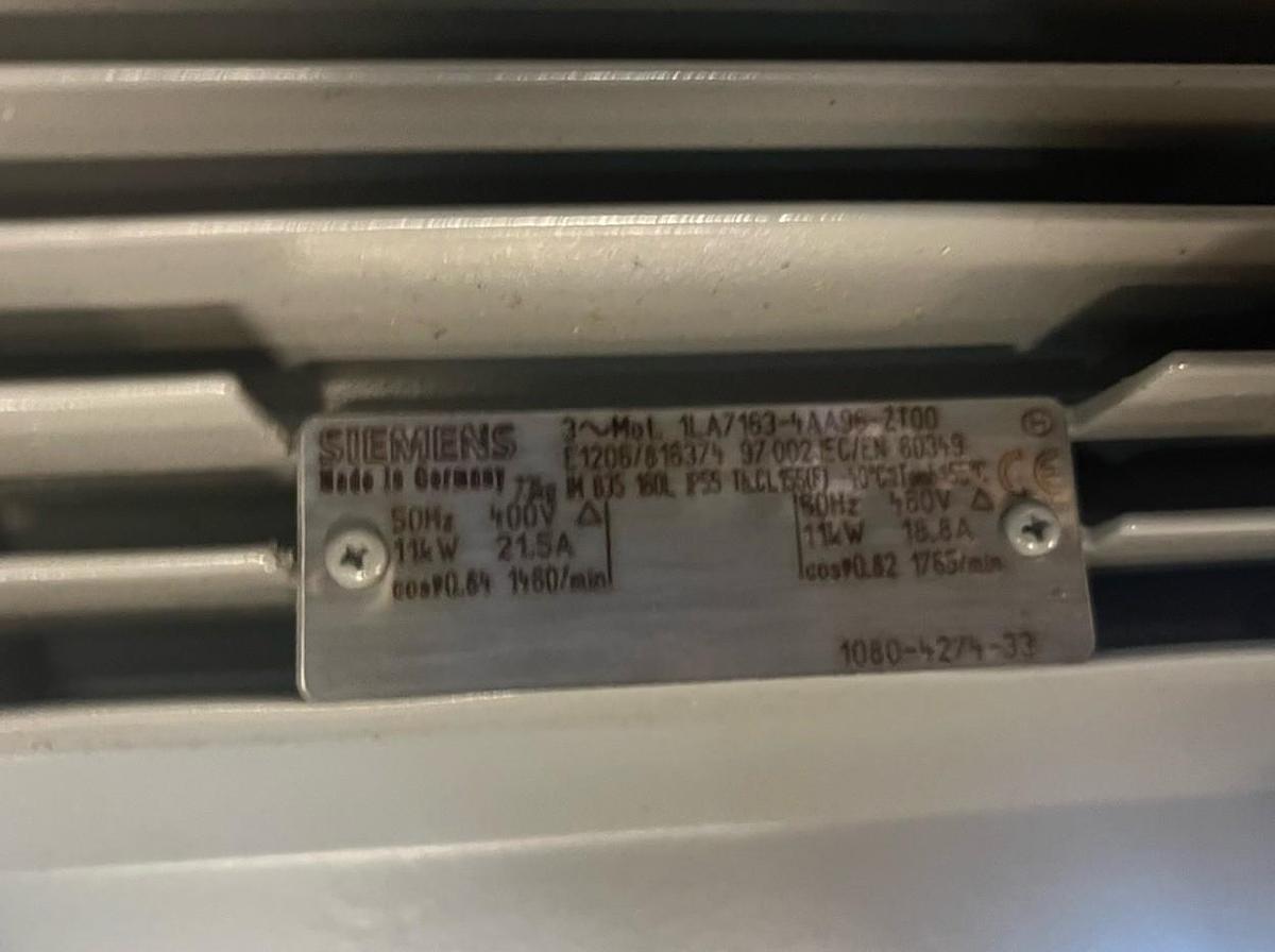 SIEMENS,1LA7163-4AA96-ZT00,MOTOR 11kW 400/480V 1765RPM 3PH 160L