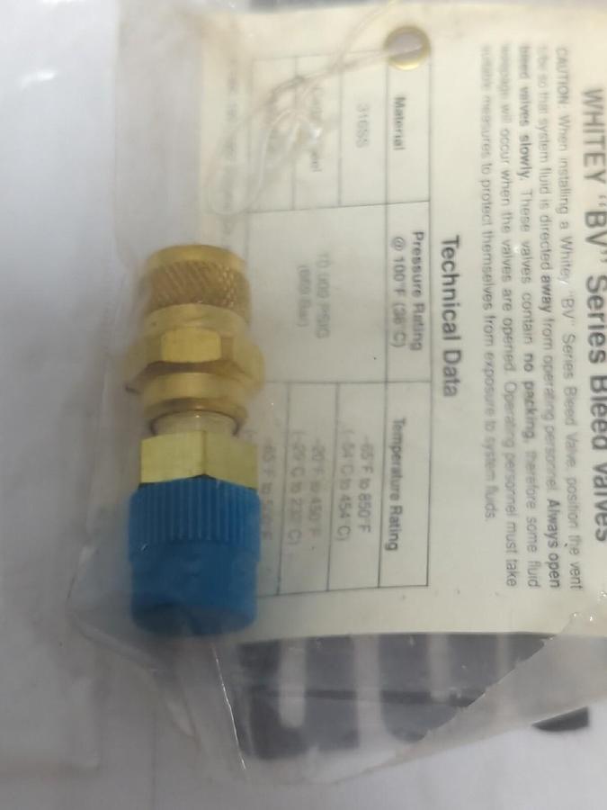 WHITEY,1/4 IN,BRASS PURGE VALVE LOT OF 4 NEW