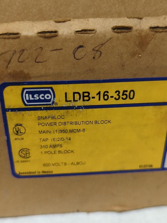 ILSCO,LDB-16-350,SNAPLOC POWER DISTRIBUTION BLOCK 30 AMP NOS