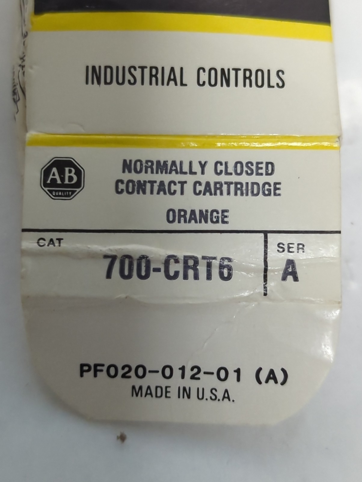 ALLEN BRADLEY,700-CRT6,NORMALLY CLOSED CONTACT CARTRIDGE ORANGE NOS