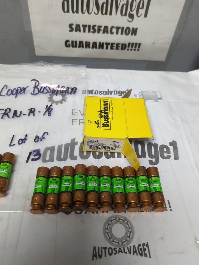 COOPER BUSSMANN,FRN-R-1/8,FUSETRON 1/8 AMP FUSES LOT OF 13 NEW