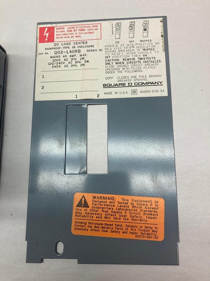 Used Square D,Q02L40RB,KLoad Center Ser G1 40A ENCLOSURE ONLY