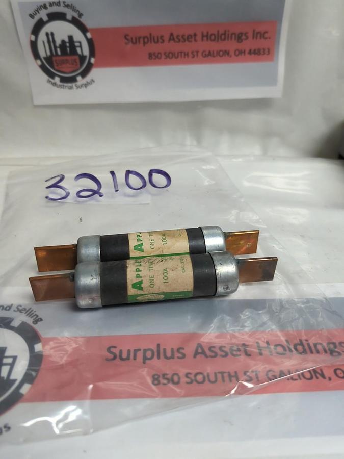 Used APPLETON,32100,ONE-TIME 100 AMP FUSE LOT OF 2 PRE-OWNED
