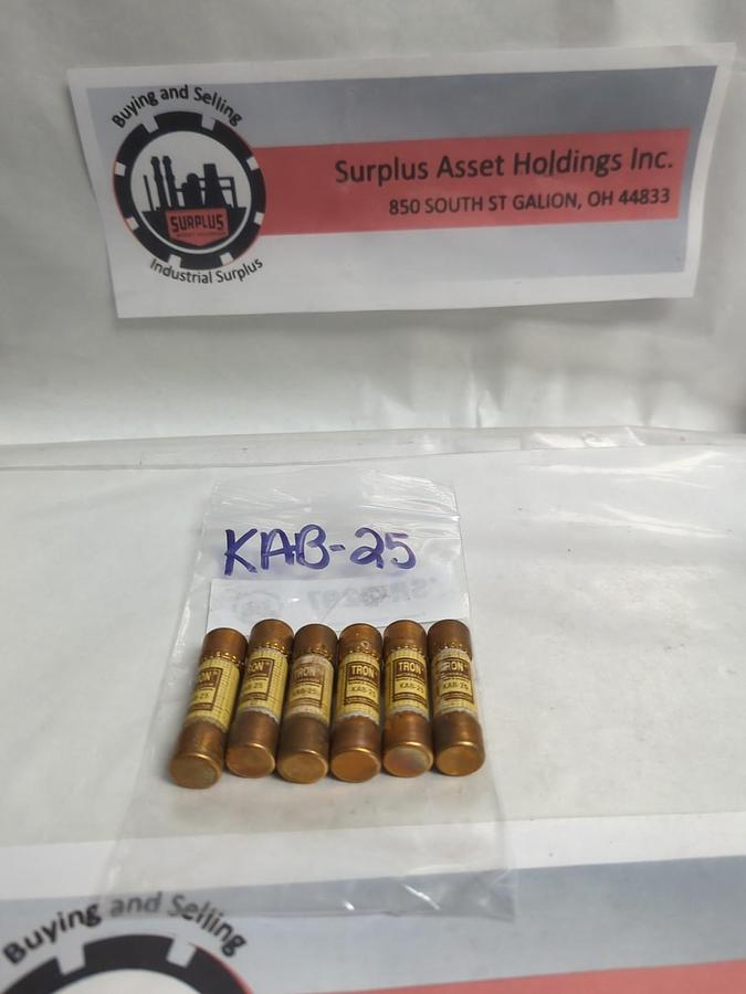Used COOPER BUSSMANN,KAB-25,TRON 25 AMP FUSE LOT OF 6 PRE-OWNED