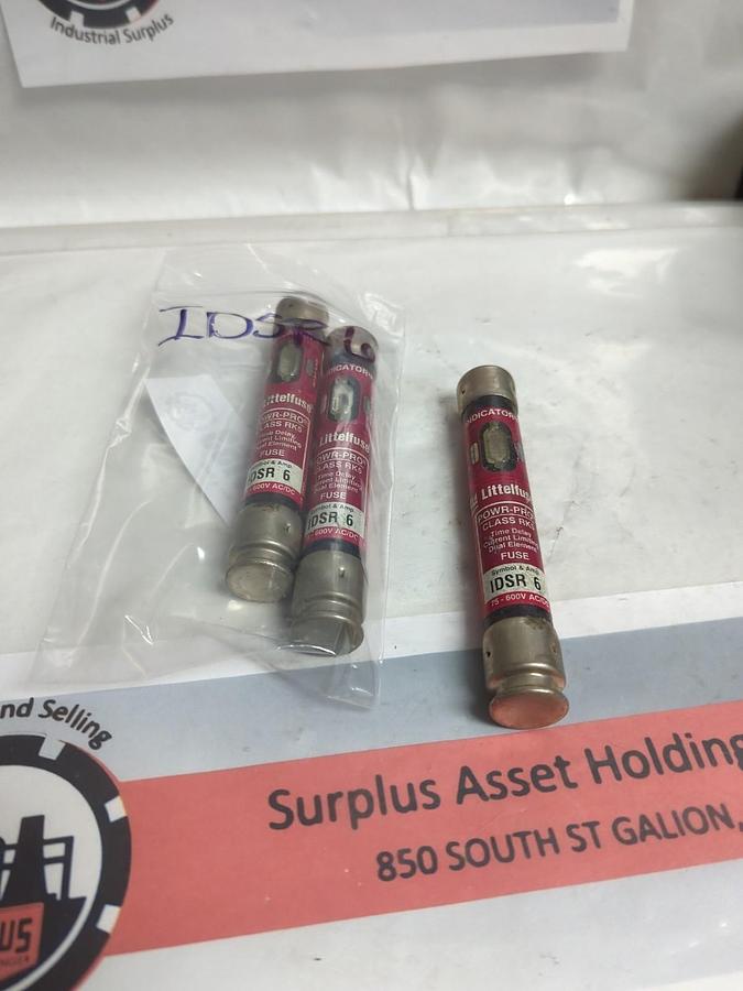 Used LITTELFUSE,IDSR6,INDICATOR 6 AMP FUSE LOT OF 3 PRE-OWNED