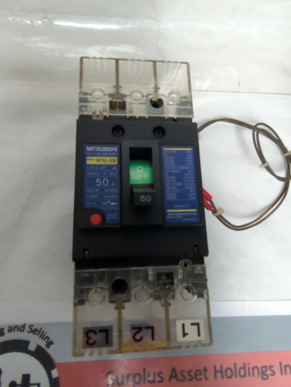 Used MITSUBISHI,NF50-SW,NO-FUSE CIRCUIT BREAKER 50 AMP PRE-OWNED