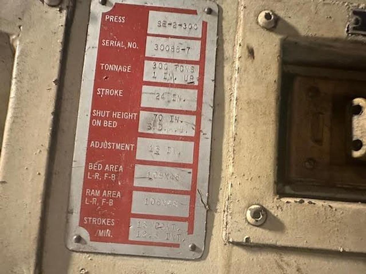Used Bliss,SE2-300-108 x 48,300 Ton Press