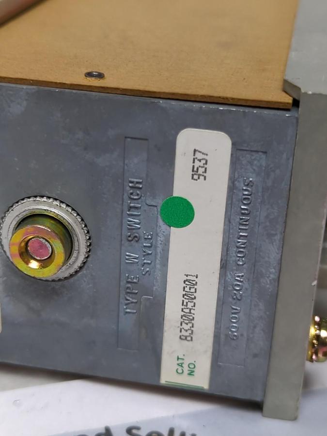 ELECTROSWITCH,8330A50G01,ELECTROSWITCH TYPE W 600V 20 AMP CONT. NOS