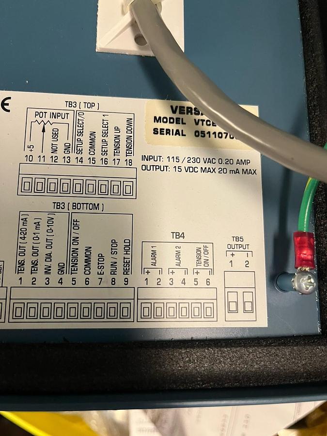 Used MAGPOWR VERSATEC,VTCE,WEB TENSION CONTROLLER W/ IPTE PRESSURE TRANSDUCER