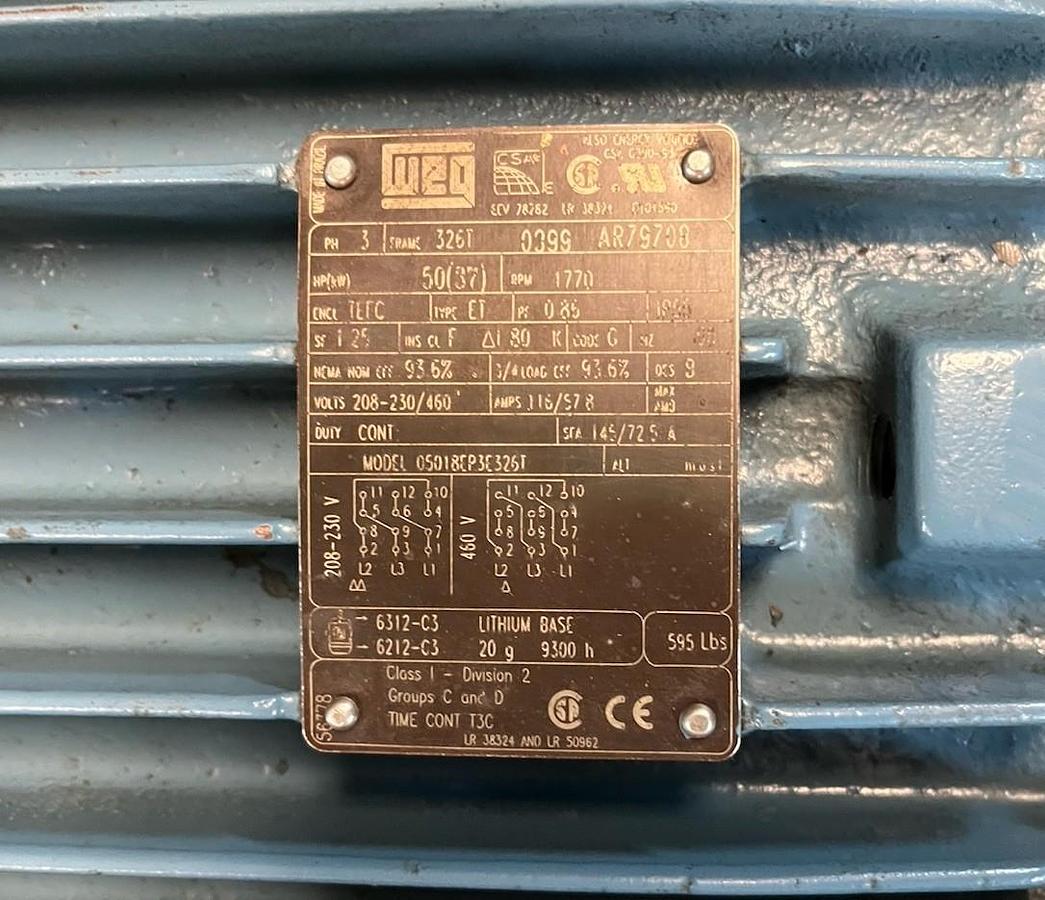 WEG,05018EP3E326T,50HP MOTOR 1770RPM 3PH 326T