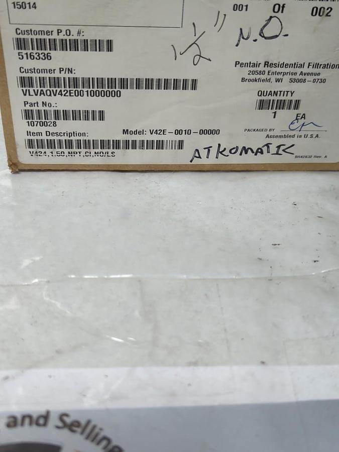 AQUAMATIC,V42E-0010-00000,CAST DIAPHRAGM VALVE 1-1/2 INCH NOS