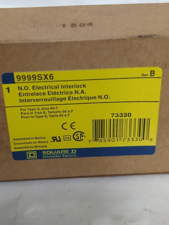 SQUARE D,9999SX6,ELECTREICAL INTERLOCK FOR TYPE S SIZE 00-7 NOS