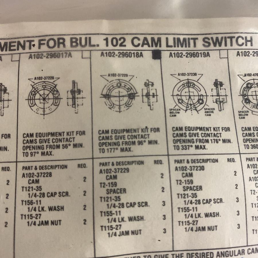 Used Commander,A102-296018A,Cam equipment BUL 102 Cam Limit Switch