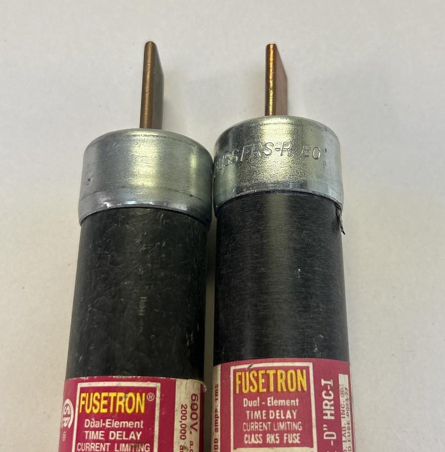 Used BUSSMANN,FRS-R80,FUSETRON FUSE 80A 600V LOT OF 2