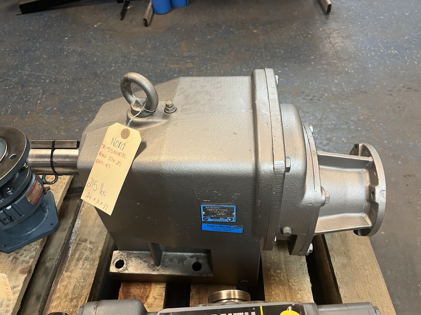 NORD,SK53N140TC,GEAR REDUCER RATIO 374.25 OUTPUT 4.7RPM