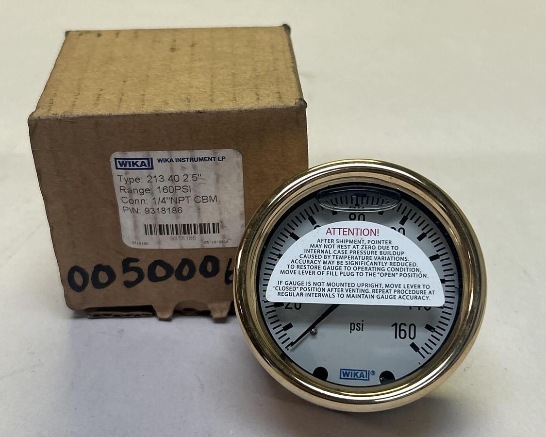 WIKA,9318186,PRESSURE GAUGE 160 PSI 1/4INCH NPT NOS