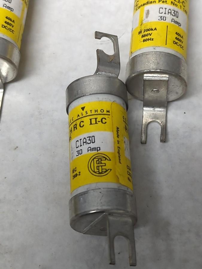 Used GEC ALSTHOM,CIA30,BOLT ON FUSE 30 AMP LOT OF 4 PRE-OWNED