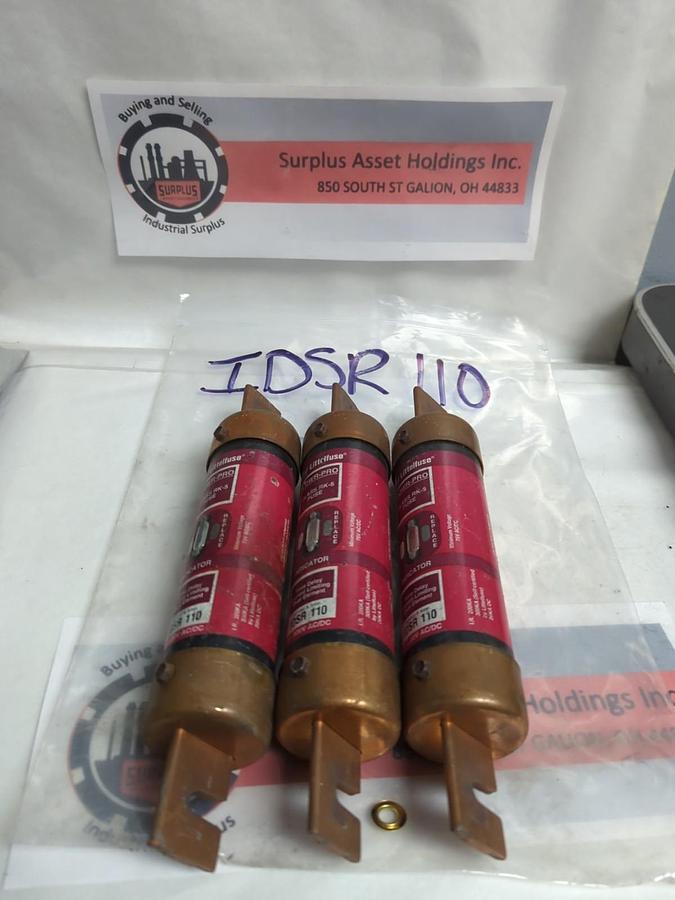 Used LITTELFUSE,IDSR110,INDICATOR FUSE 110 AMP LOT OF 3 PRE-OWNED