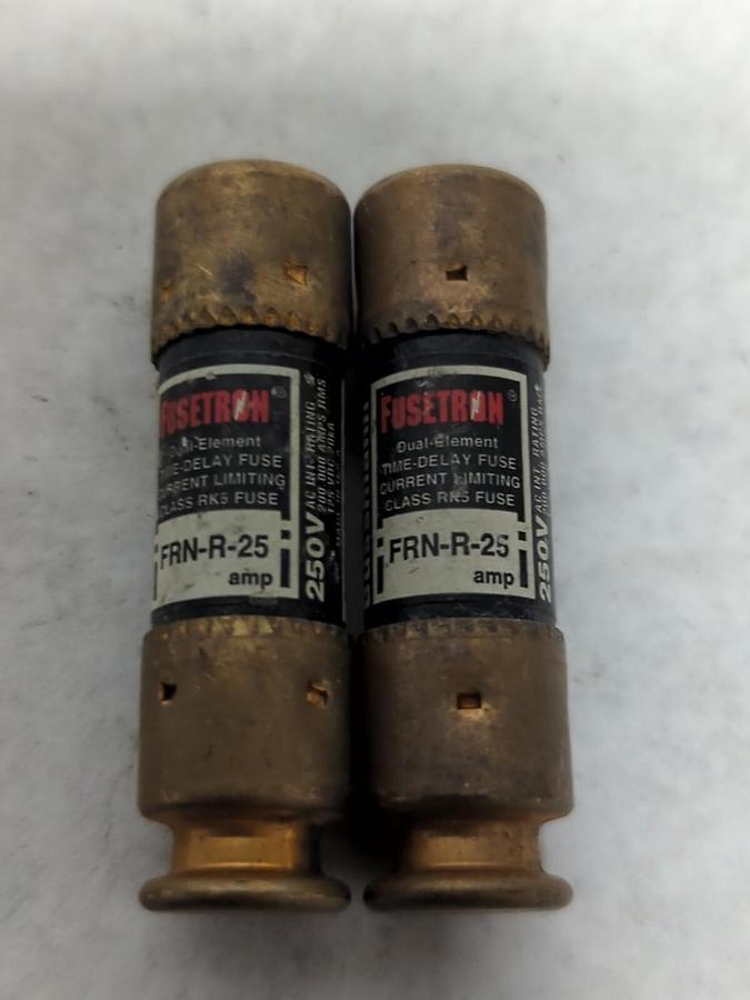 Used COOPER BUSSMANN,FRN-R-25,FUSETRON 25 AMP FUSE LOT OF 2 PRE-OWNED