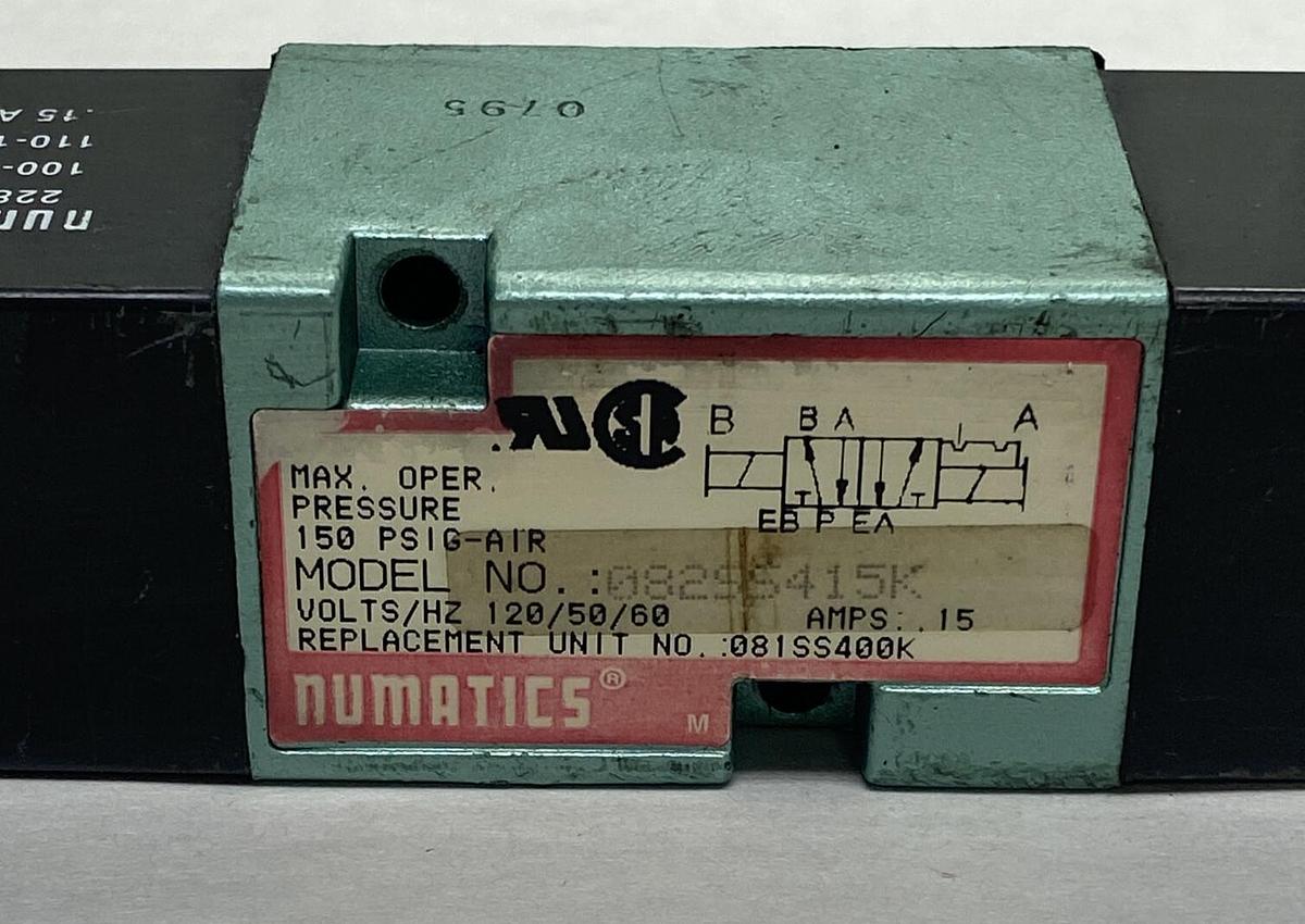 Used Numatics,081SS400K,Solenoid Valve 150 PSIG 120V 50-60 HZ