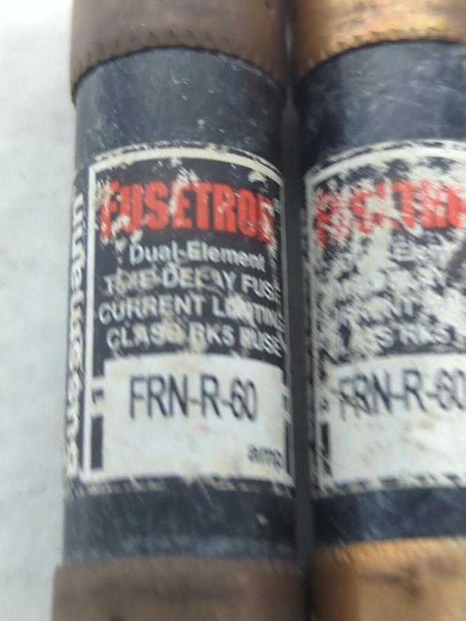 Used COOPER BUSSMANN,FRN-R-60,FUSETRON 60 AMP FUSE LOT OF 3 PRE-OWNED