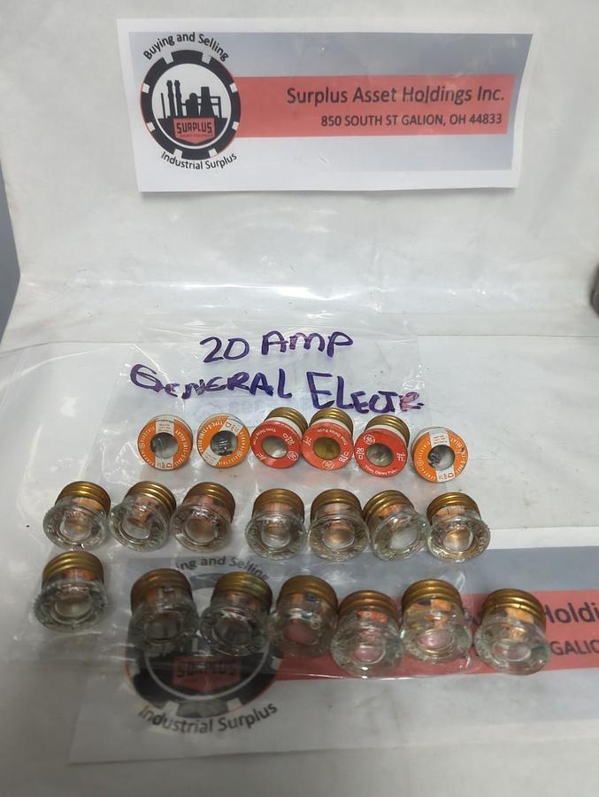 Used GENERAL ELECTRIC,20 AMP,SCREW IN FUSE 20 AMP LOT OF 20 PRE-OWNED