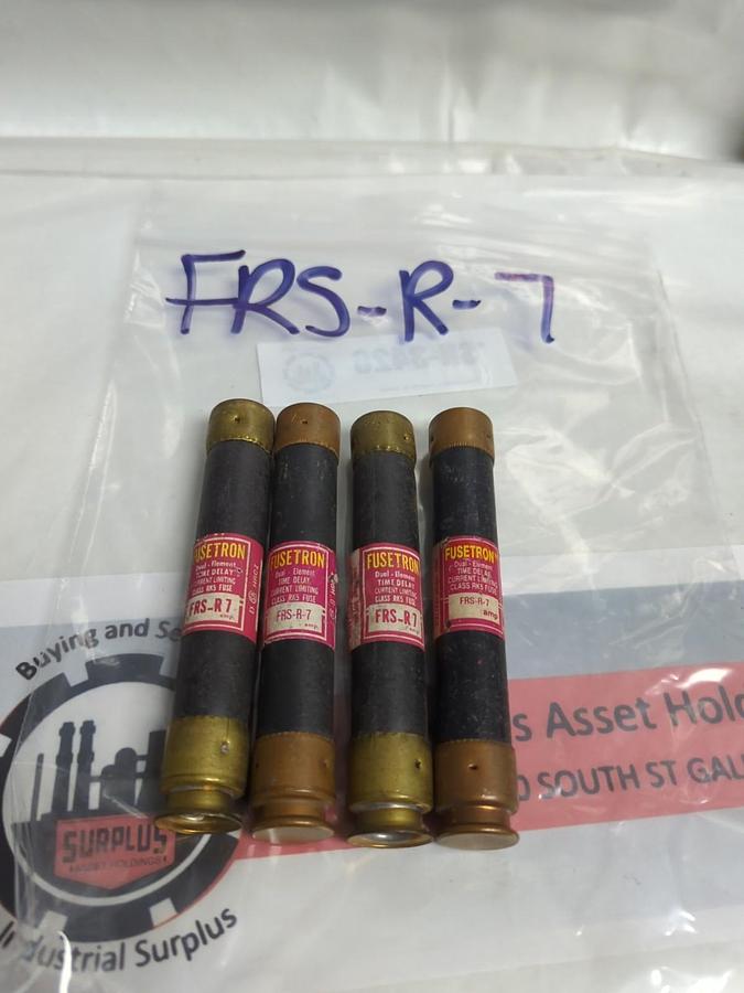Used COOPER BUSSMANN,FRS-R-7,FUSETRON 7 AMP FUSE LOT OF 4 PRE-OWNED