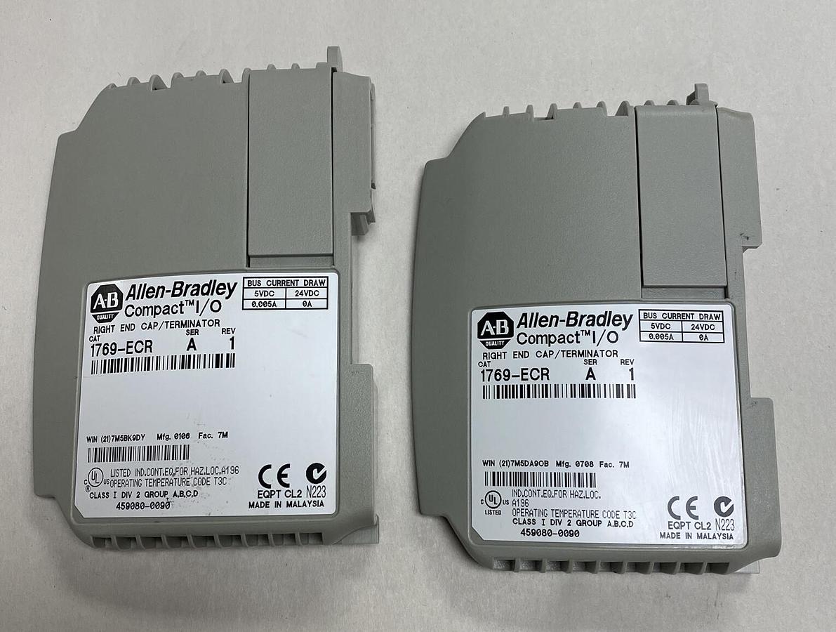 Used Allen-Bradley,1769-ECR,Series A Rev 1 Right End Cap / Terminator Lot Of 2