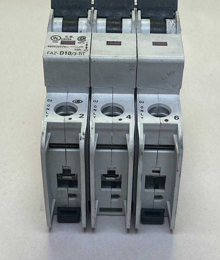 Used EATON,FAZ-D10/3-RT,CIRCUIT BREAKER 10A 480Y/277V 3P