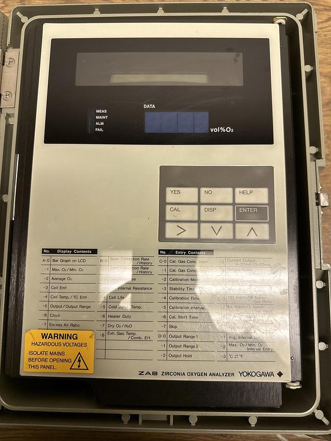 Used Yokagawa,ZA8,Zirconia Oxygen Analyzer