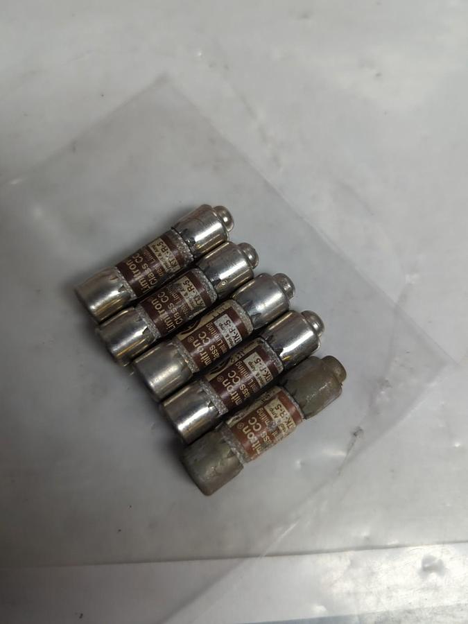 Used COOPER BUSSMANN,KTK-R-5,LIMITRON 5 AMP FUSE LOT OF 5 PRE-OWNED