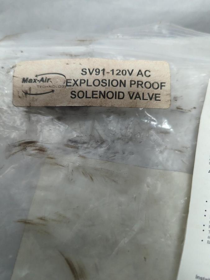 MAX AIR,SV92-120V S134679,EXPLOSION PROOF SOLENOID VALVE 2-8 BAR 30-120 PSI NOS