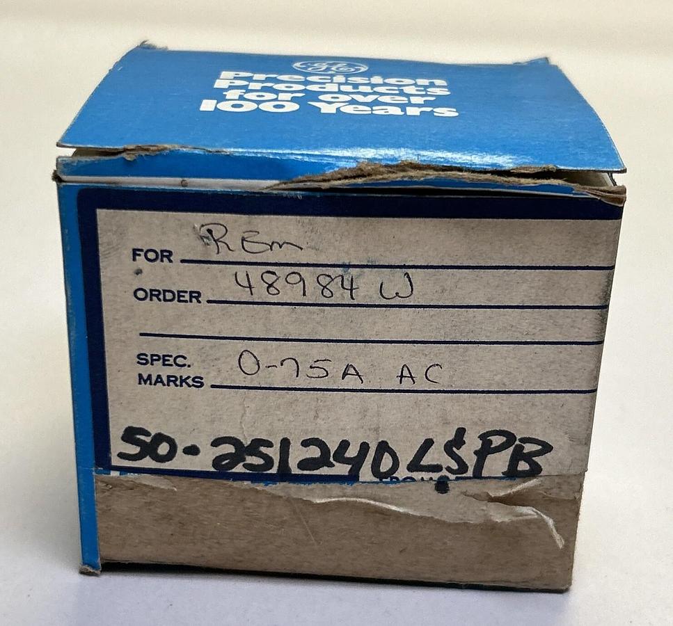 GENERAL ELECTRIC,50-252140LSPB,PANEL METER 0-75 AC AMPERES NOS