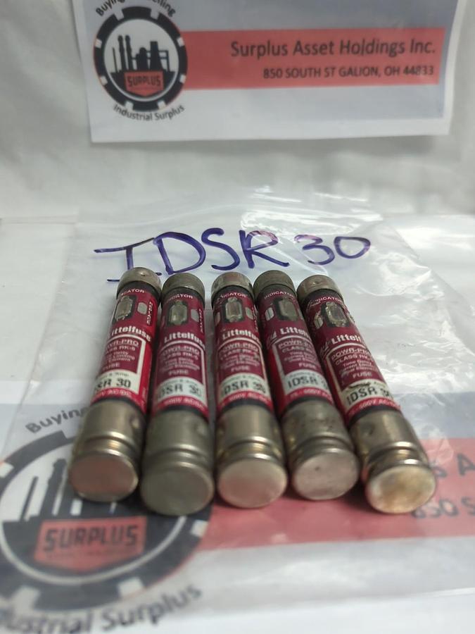 Used LITTELFUSE,IDSR-30,INDICATOR 30 AMP FUSE LOT OF 5 PRE-OWNED