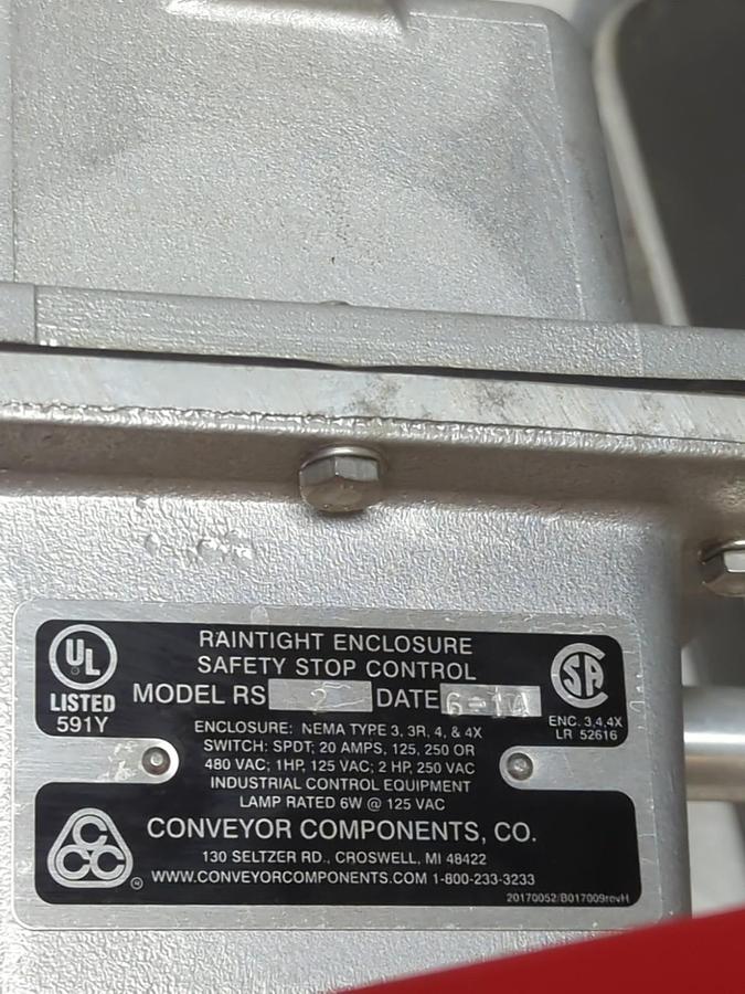 CONVEYOR COMPONETS,MODEL RS 2,RAINTIGHT ENCLOSURE SAFETY STOP CONTROL NOS