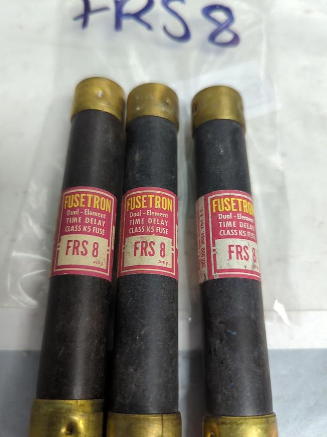 Used COOPER BUSSMANN,FRS-8,FUSETRON 8 AMP FUSE LOT OF 3 PRE-OWNED