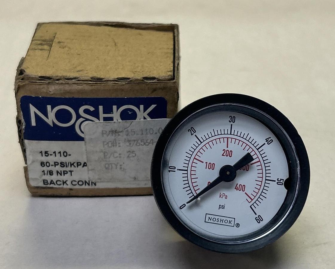 NOSHOK,15-110-60,PRESSURE GAUGE 60PSI 1/8INCH NPT NOS