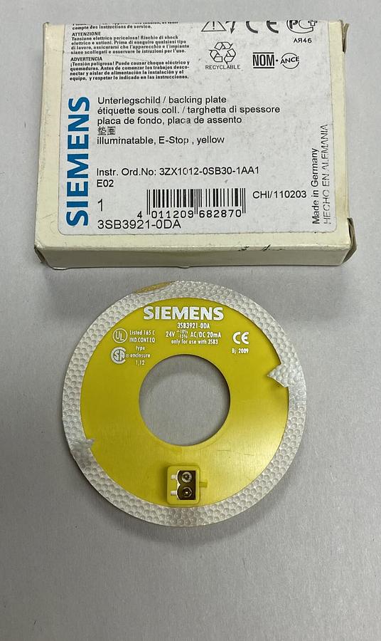 SIEMENS,3SB3921-0DA,LEGEND PLATE NOS