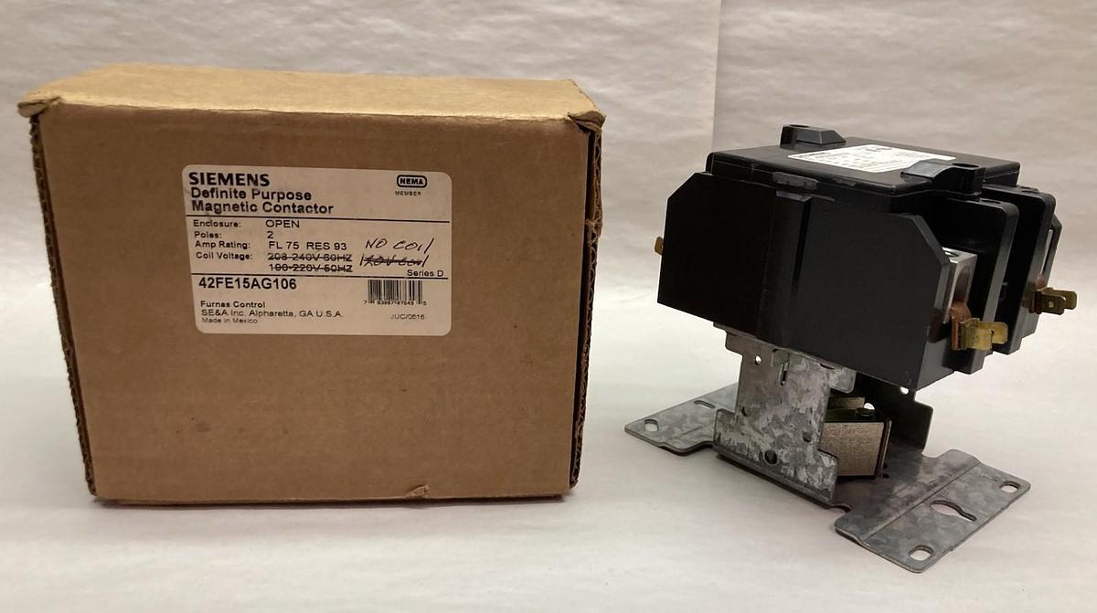 Siemens,42FE15AG106,2-Pole Definite Purpose Magnetic Contactor Ser D NO COIL