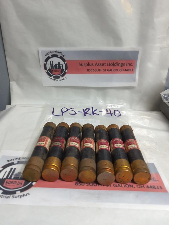 Used COOPER BUSSMANN,LPS-RK-40,LOW-PEAK 40 AMP FUSE LOT OF 7 PRE-OWNED