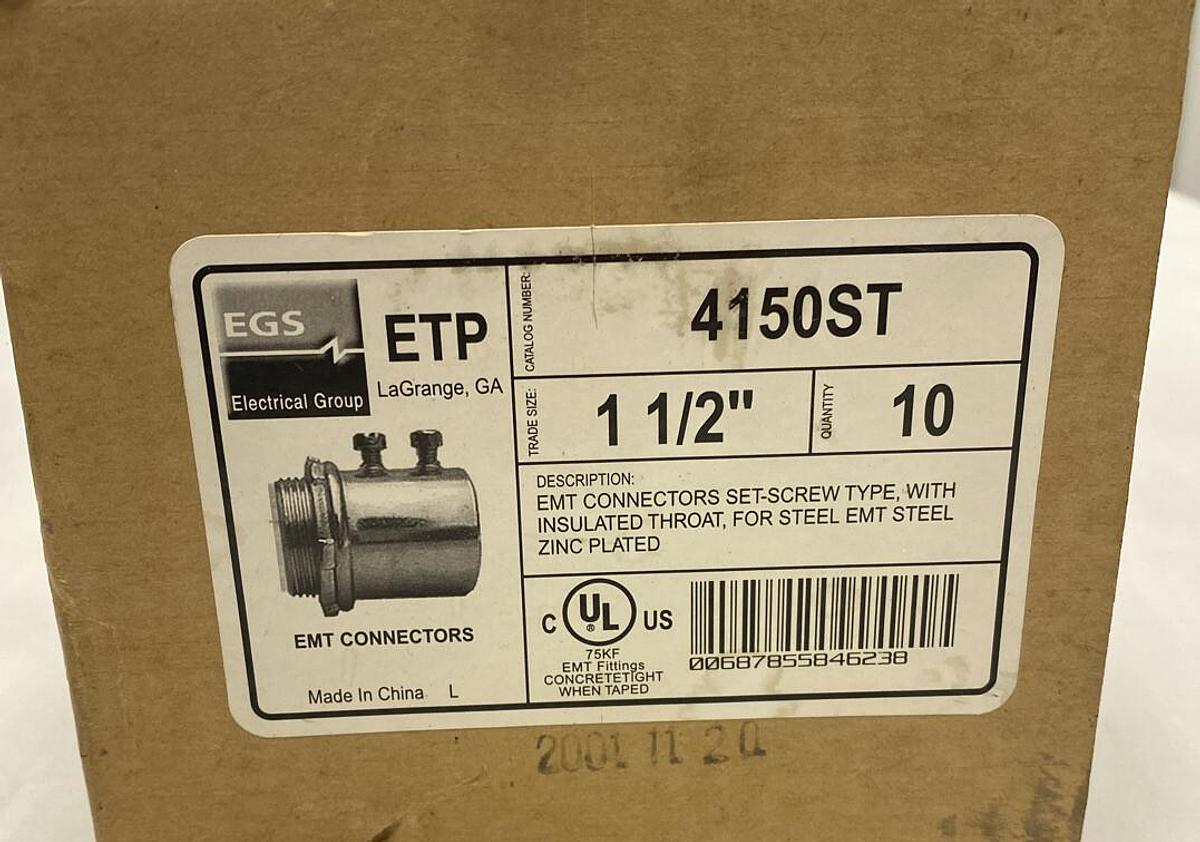 Used EGS,4150ST,Sert Screw EMT Connectors 1 1/2 INCH Box of 10 New