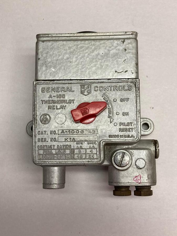 Used ITT General Controlsm,A-100G743,Thermopilot Relay Manual Reset 115/230V