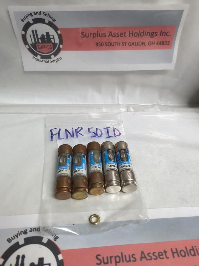 Used LITTELFUSE,FLNR-50ID,INDICATOR 50 AMP FUSE LOT OF 5 PRE-OWNED